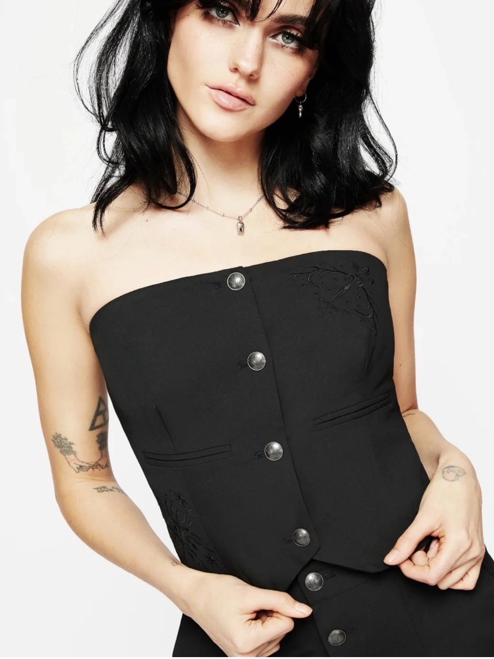 NWT Disturbia Moonbow embroidered strapless tailored waistcoat size US 14